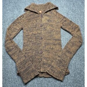 BKE Cardigan Sweater Womens Large Brown‎ Marled Button Front Shawl Collar